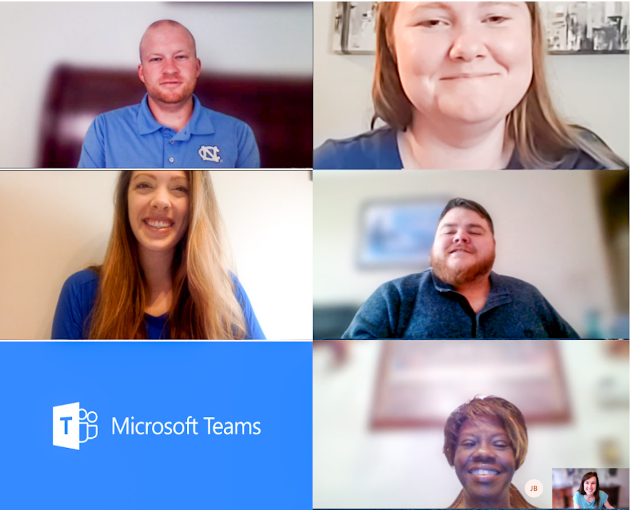 Gateway staff sport #FosterCareBlue during their meeting via Microsoft Teams.